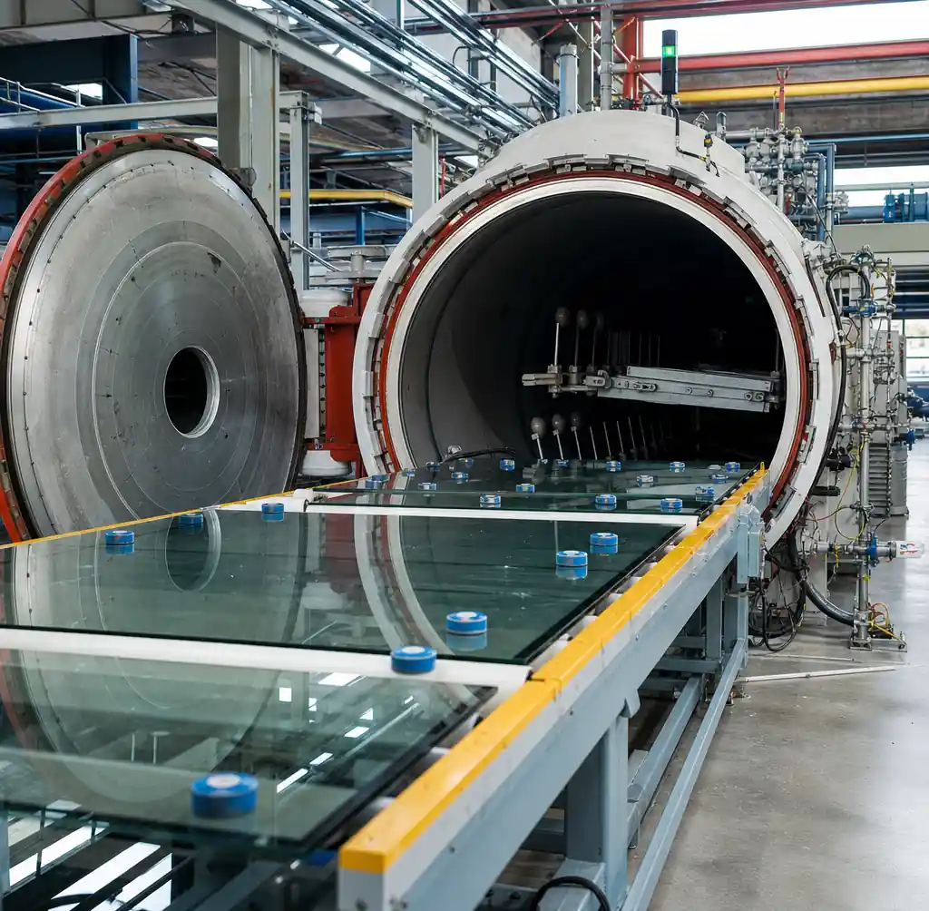 Large-scale laminated glass production in industrial autoclave facility