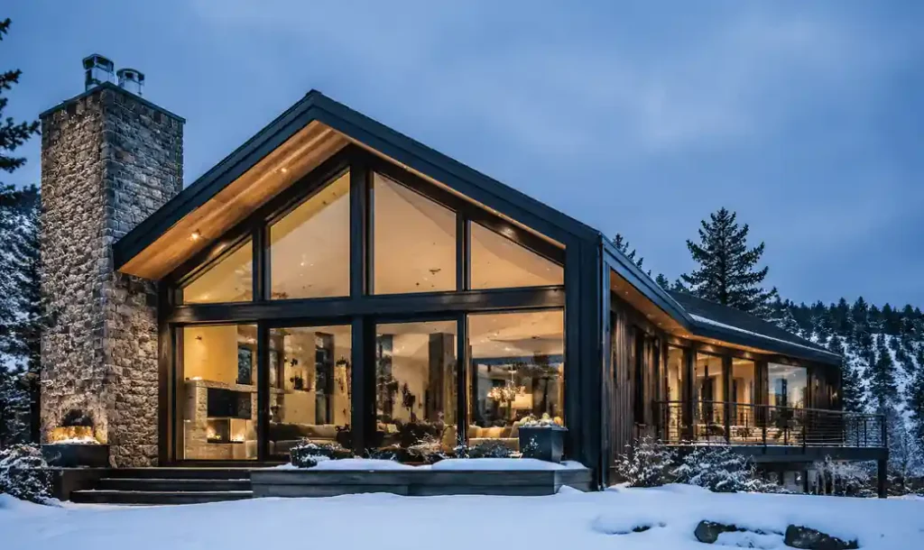Building facade in cold climate with high-performance glazing