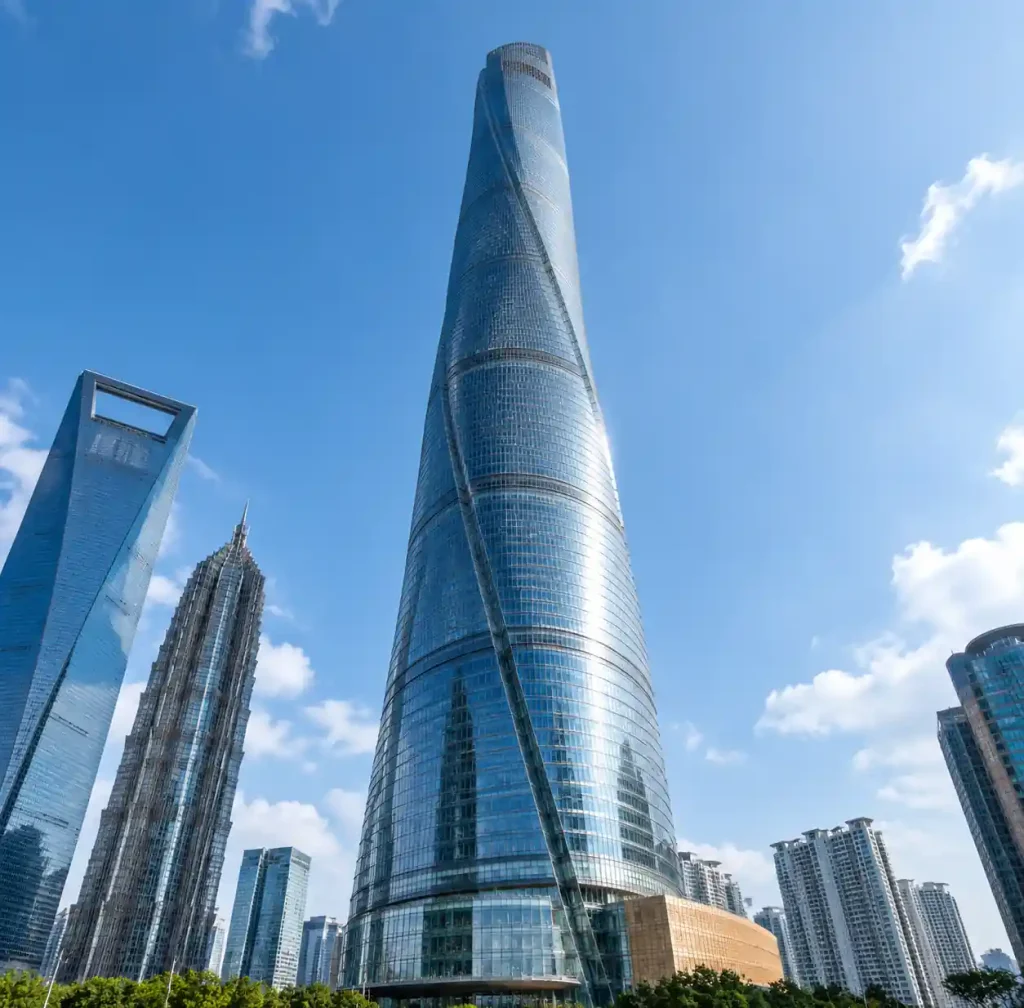 Shanghai Tower 632-meter double-skin curtain wall with 120-degree twist architecture