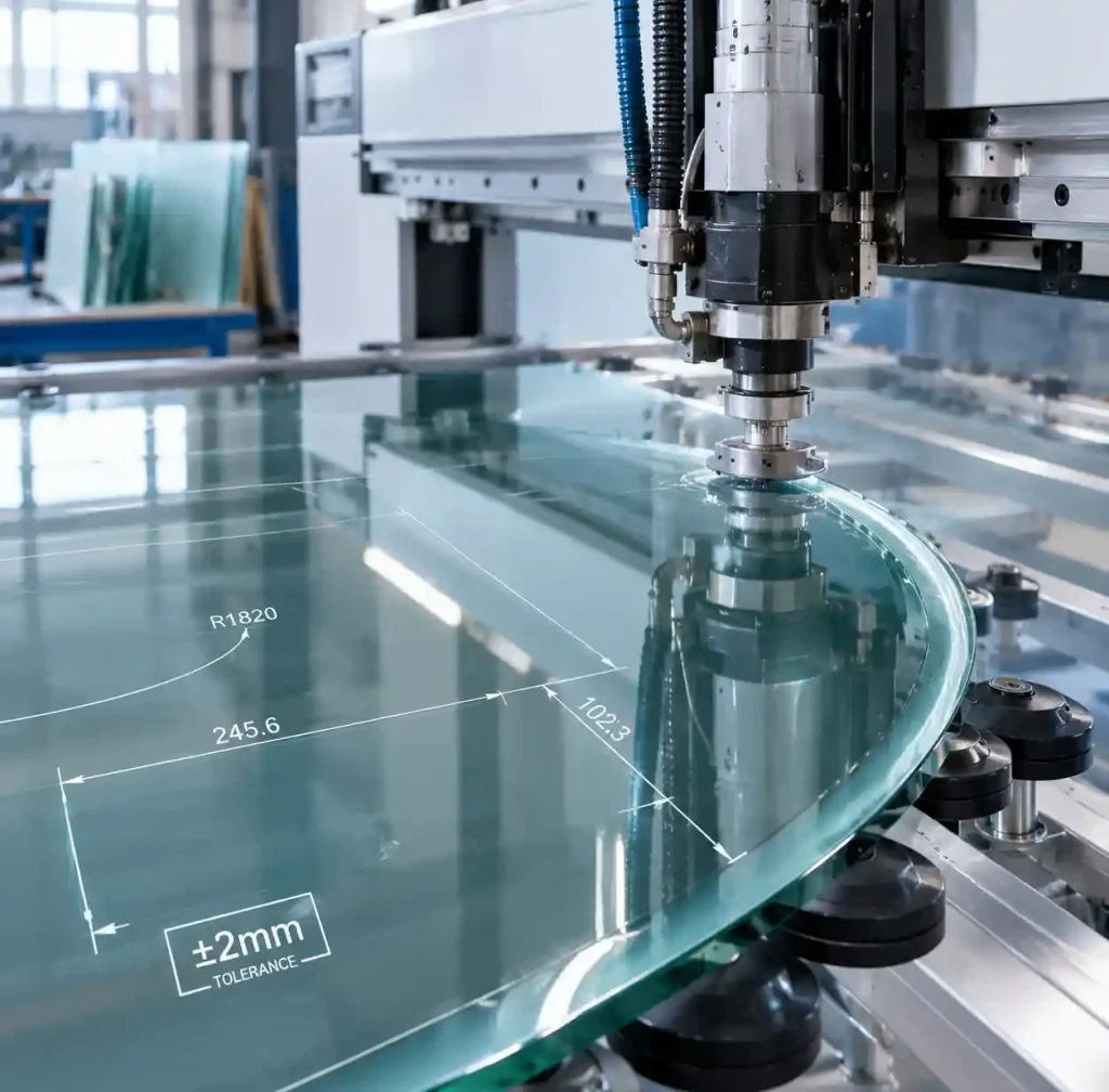 CNC-controlled glass cutting system fabricating unique Shanghai Tower curtain wall panels