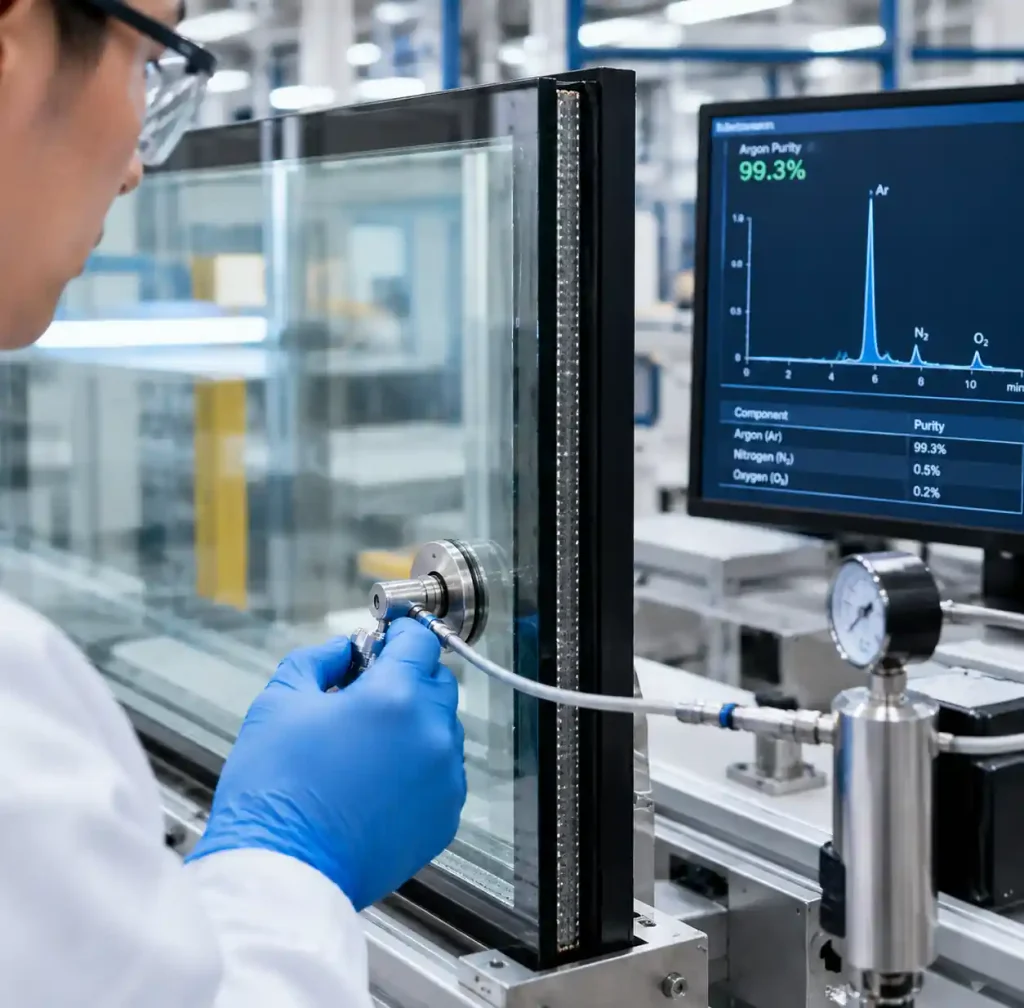 IGU argon fill verification using gas chromatography testing equipment