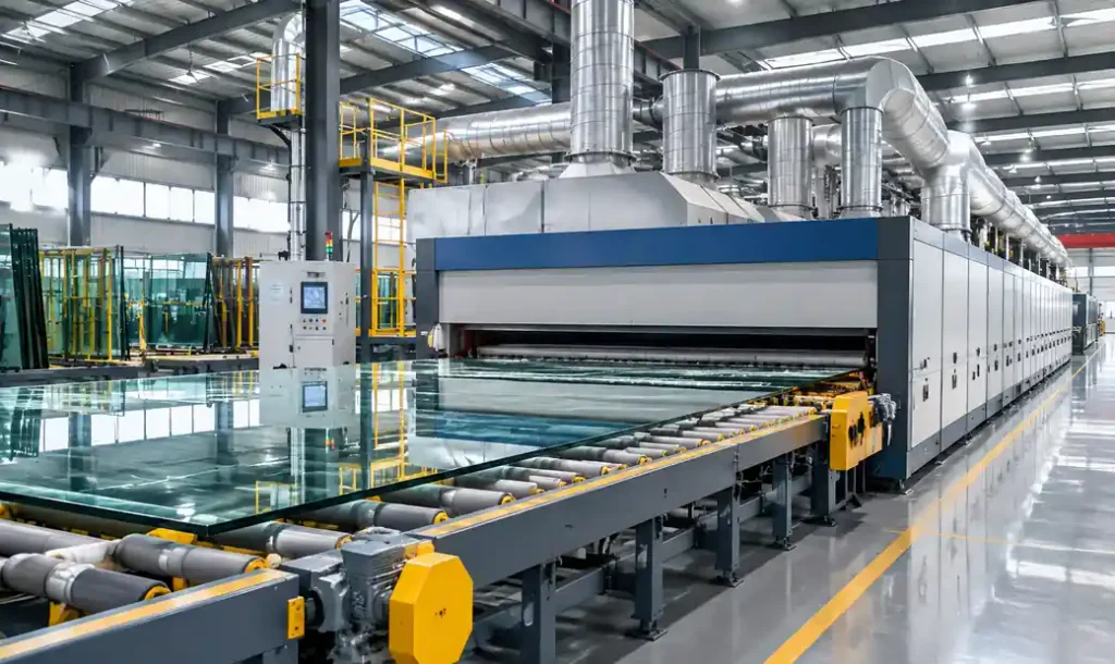 Industrial tempered glass production line with heat soak testing capacity for oversized panels