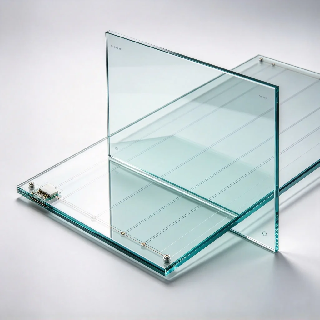 Electrically heated glass panel with integrated heating elements