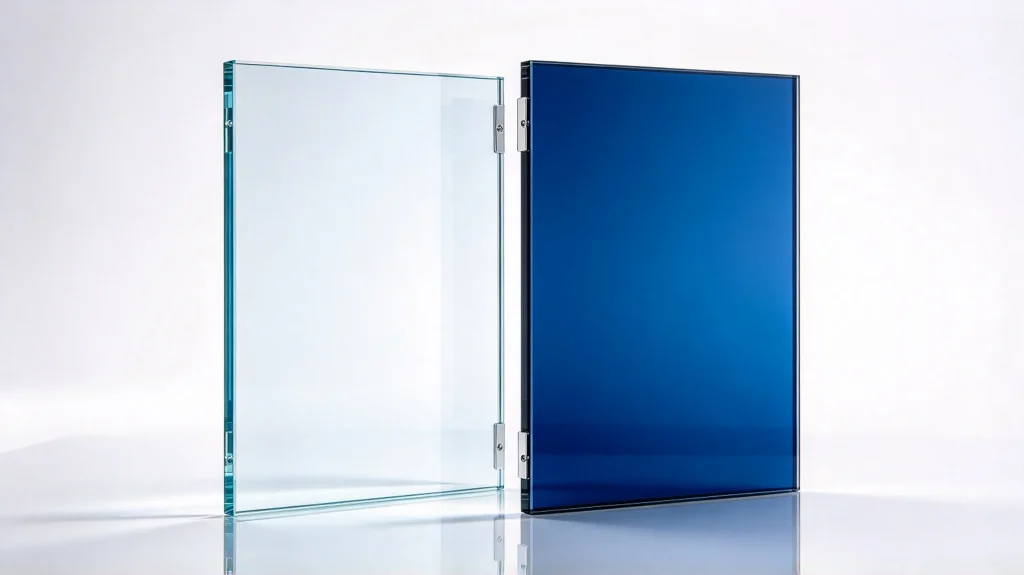 EPC electrochromic glass panel showing clear and tinted states with uniform transition